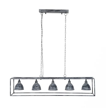 Suspension grise 5 lampes métal 125 cm RALF