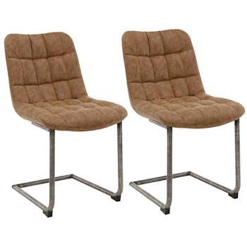 Chaise cuir marron recyclé JAVA (lot de 2)