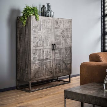 Buffet haut contemporain gris LUCKNOW