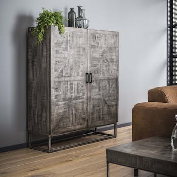 Buffet haut contemporain gris LUCKNOW