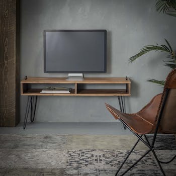 Meuble TV scandinave bois massif 110 cm MELBOURNE