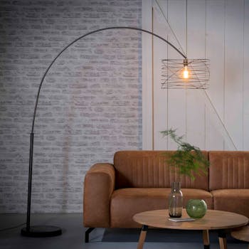 Lampadaire arc forme tourbillon anthracite noir