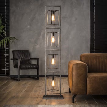 Lampadaire industriel argent vieilli TRIBECA