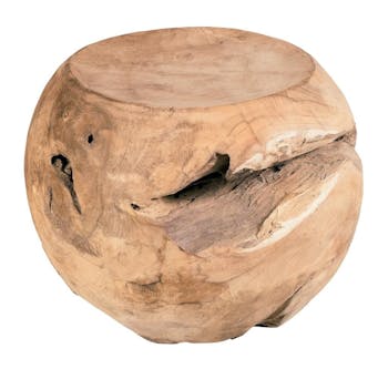 Tabouret rond unique en teck massif - ARIZONA