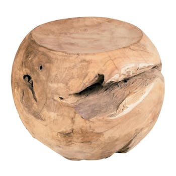 Tabouret rond unique en teck massif - ARIZONA