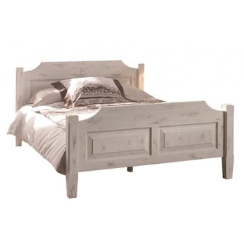 Lit 140cm pin cérusé blanc RIVAGE