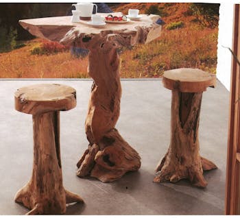 Tabouret de bar teck massif ARIZONA