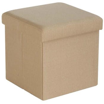 Pouf coffre de rangement pliant Beige