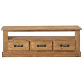 Meuble TV 152cm Pin brossé lasuré LAUSANE