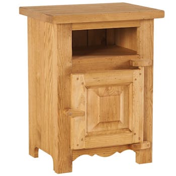Chevet 1 niche 1 porte droite 60cm Pin ciré EPICURE