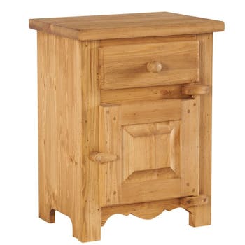 Chevet 1 tiroir 1 porte droite 60cm Pin ciré EPICURE