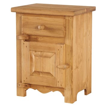 Chevet 1 tiroir 1 porte gauche 60cm Pin ciré EPICURE