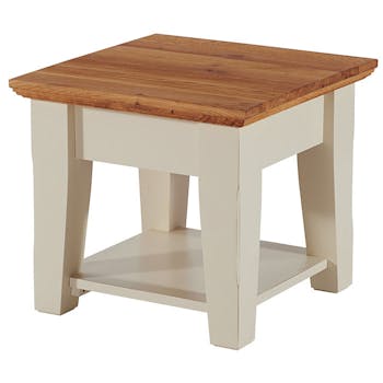 Table bout de canapé crème Bord de mer 50cm Chêne huilé BRIEUC