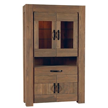 Vitrine Moderne 190cm Pin lasuré MICHIGAN