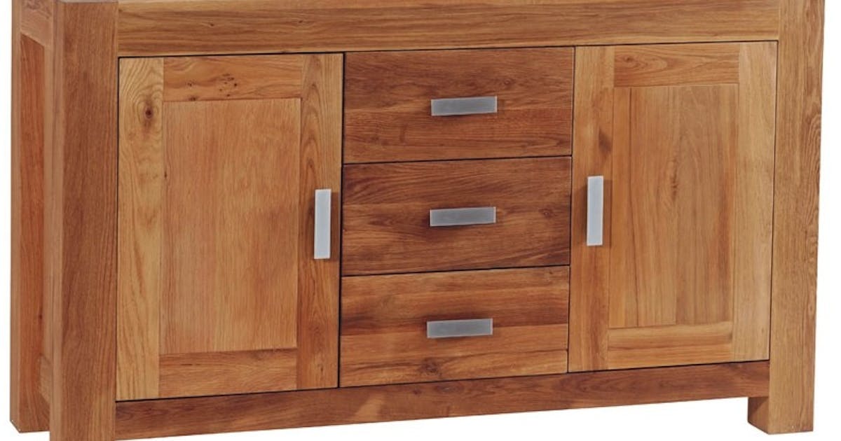 Bahut bas chĂȘne huilĂ© 2 portes 3 tiroirs 150x88x50cm DALLAS | Buffets / Bahuts | Pier Import bahut bois