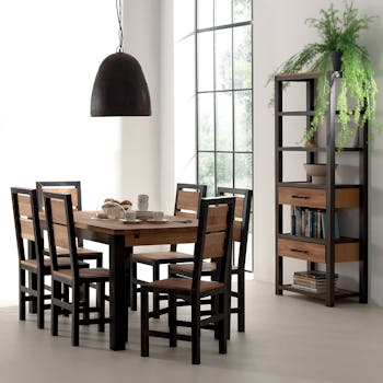 Table de repas chêne et métal extensible 180x90x78 FERSCOTT