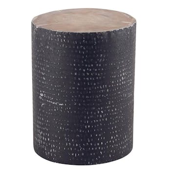 Tabouret 45cm - teck et aluminium peint noir MARRAKECH