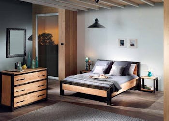 Lit chêne et métal couchage 140x190cm FERSCOTT