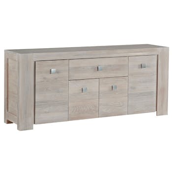 Buffet chêne blanchi 4 portes 1 tiroir 187cm CHICSEA