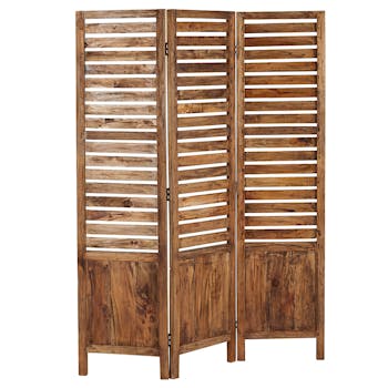 Paravent 3 volets en bois et lattes recyclés 170x104cm CANADA
