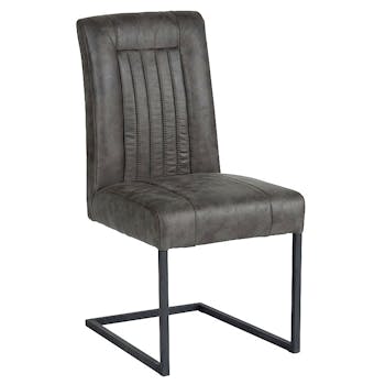Chaise en tissu microfibres gris et pieds métal noir 47x64x93cm