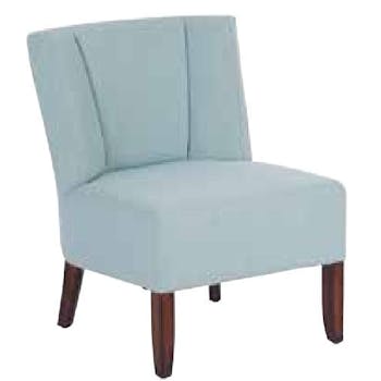 Fauteuil crapaud tissu bleu et pieds cèdre 58x59x69cm CROC