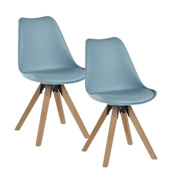 Chaise scandinave bleue TONY (lot de 2)