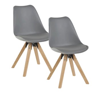Chaise scandinave grise TONY (lot de 2)