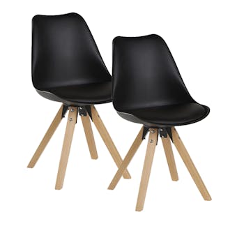 Chaise scandinave noire TONY (lot de 2)