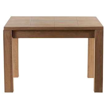 Table de repas extensible Chêne ciré et métal patiné 140x140x76cm DARIO