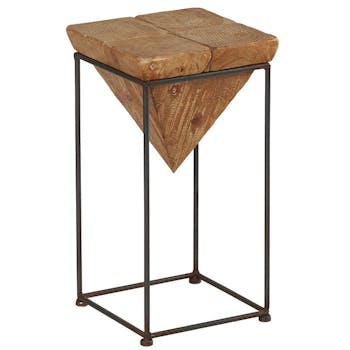 Sellette Pyramide inversée 46cm en sapin massif sur support métal 25,5x25,5x46cm CANADA
