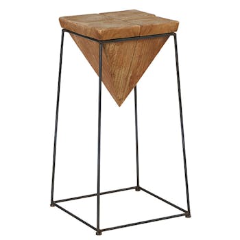 Sellette Pyramide inversée 70cm en sapin massif sur support métal 38x38x70cm CANADA