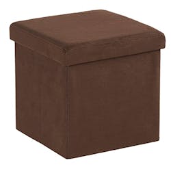 Pouf Coffre tissu havane façon suédine 38x38x38cm PITCH