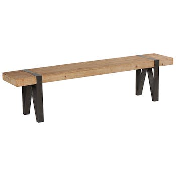 Banc 1m85 en sapin massif doublé et pieds métal 185x34x45cm EPIKA