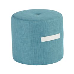 Pouf Rond Capitonné bleu et poignée blanche D44xH40cm HOUSE