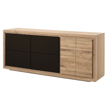 Buffet moderne bois laque noire 3 portes MALMOE 2