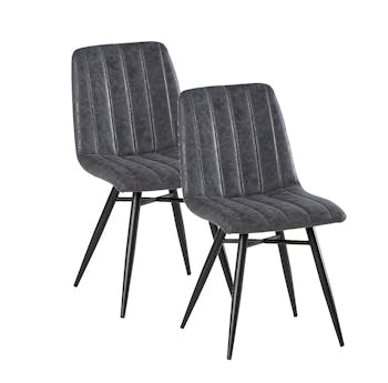 Lot de 2 Chaises en tissu gris et pieds métal évasés 45x54x88cm KERALA