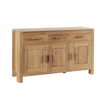 Buffet en Chêne Huilé 3 portes, 3 tiroirs 150x50x88cm NARVIK