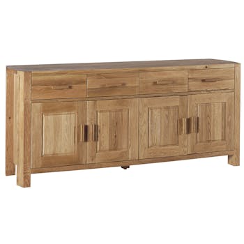 Buffet Enfilade en Chêne Huilé 4 portes, 4 tiroirs 195x50x88cm NARVIK