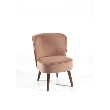 Fauteuil tissu rose pieds bois massif CONTIS