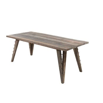 Table à manger rectangulaire teck recyclé agrafes 180 Agra