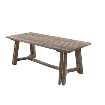 Table à manger rectangulaire teck recyclé pied en H 180 Agra