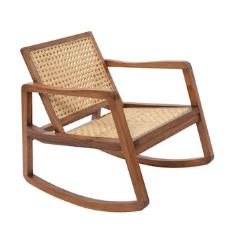 Rocking chair bois et rotin 80x65x77xcm