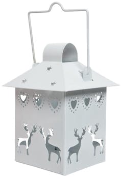 Lanterne en métal ajouré blanc décor Rennes H15cm