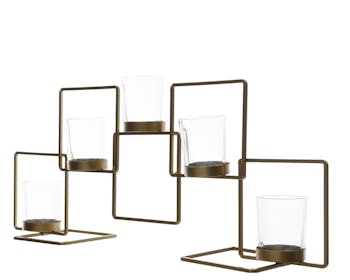 Photophore centre de table en métal doré 5 pots 50cm