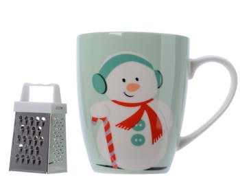 Mug en porcelaine décor Bonhomme de Neige avec rape à chocolat 10cm