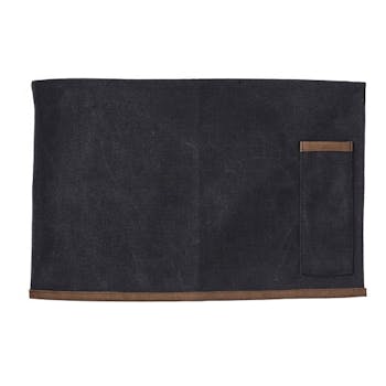 Set de Table avec poche de rangement couverts en toile gris foncé et passepoil marron 45x30cm