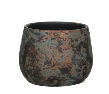 Cache-Pot en Terre Cuite aspect cuivré vieilli D19xH15cm