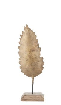 Plume Déco en métal doré sur socle 10x10x35cm