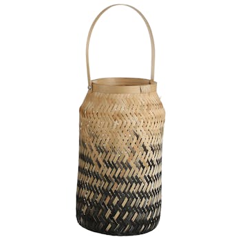 Photophore osier naturel et noir à anse 31 cm